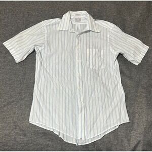 VTG Hathaway Men's 16 1/2 Striped Blue Short Sleeve Shirt